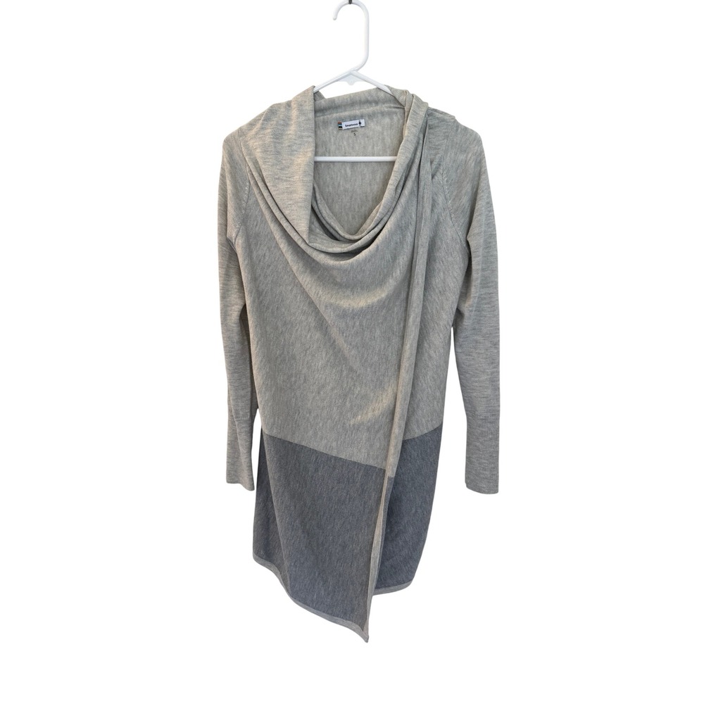 Smartwool‎ Edgewood Wrap Sweater Gray Colorblock Wool Blend Cowl Neck Small